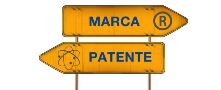 na imagem temos duas placas com indicativos de marca e patente simbolizando a diferença esntre elas, as letras são em azul e as placas em amarelo